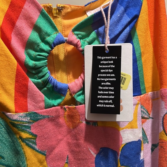 GB Striped O-Ring Front Seamed Floral Mini Dress - XL - Picture 3 of 3